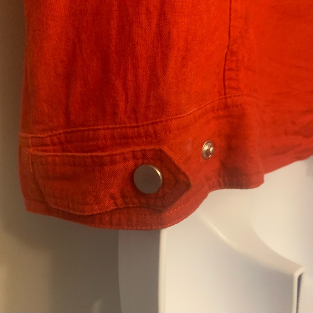 Rachel Zoe Red Zip-Up Linen Casual Utility Style Jacket Sz Large (never worn) - Picture 9 of 14